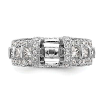 14K White Gold Diamond Peg Set CZ Engagement Ring