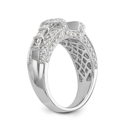 14K White Gold Diamond Peg Set CZ Engagement Ring