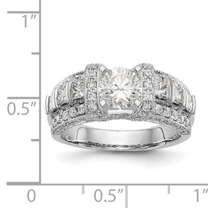 14K White Gold Diamond Peg Set CZ Engagement Ring