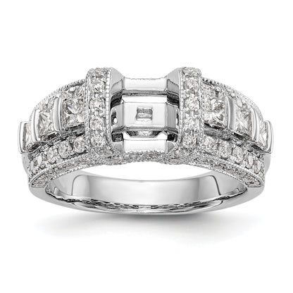 14K White Gold Diamond Peg Set CZ Engagement Ring