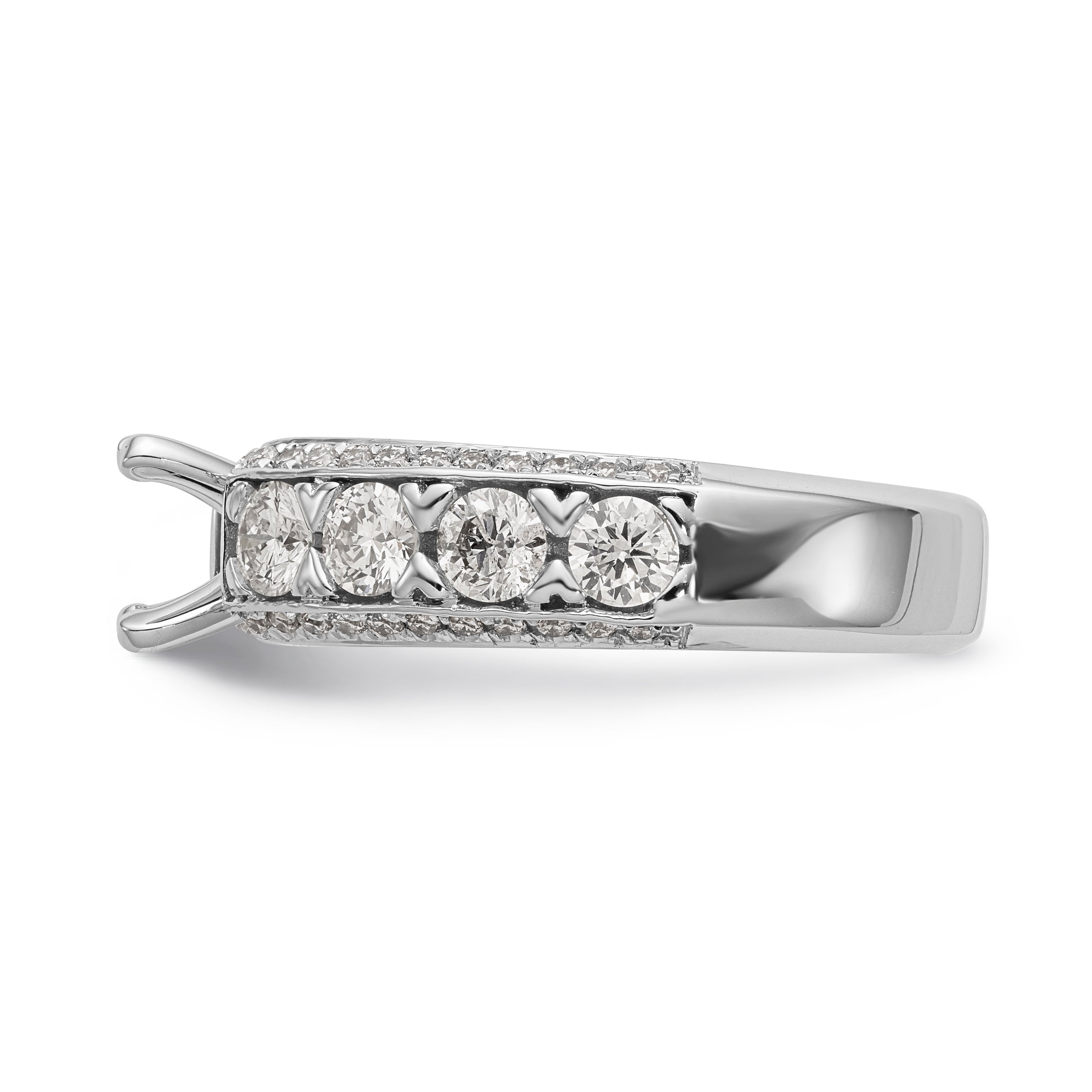 14K White Gold Diamond Peg Set CZ Engagement Ring