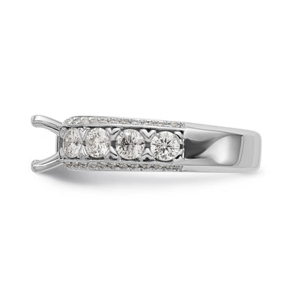 14K White Gold Diamond Peg Set CZ Engagement Ring