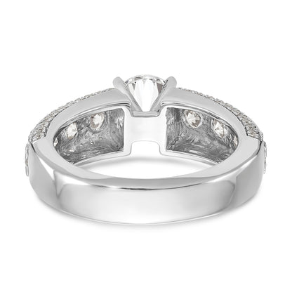 14K White Gold Diamond Peg Set CZ Engagement Ring