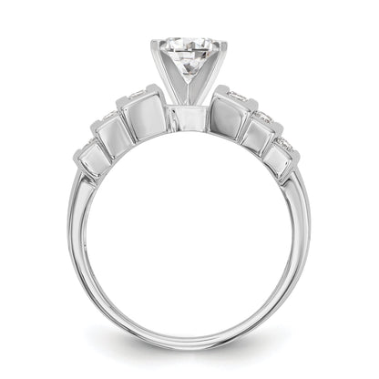 14K White Gold Diamond Peg Set CZ Engagement Ring