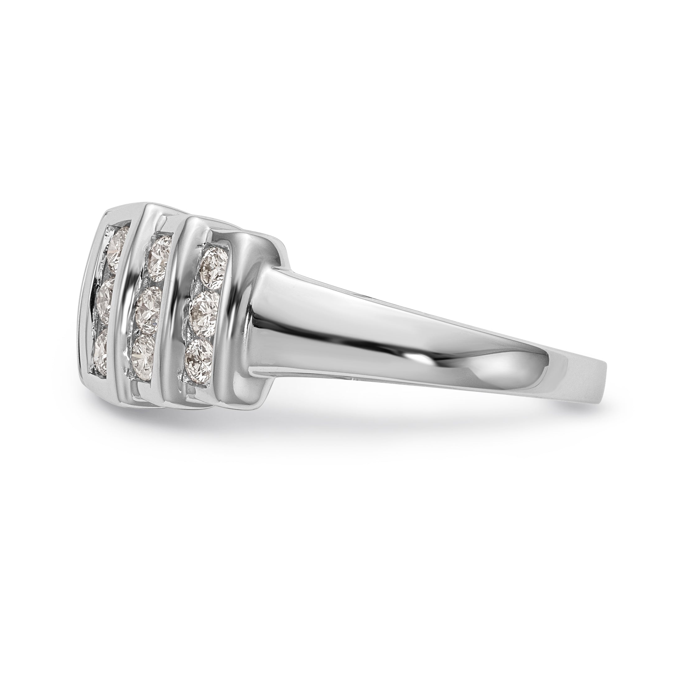 14K White Gold Diamond Peg Set CZ Engagement Ring