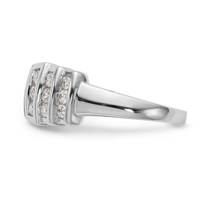 14K White Gold Diamond Peg Set CZ Engagement Ring