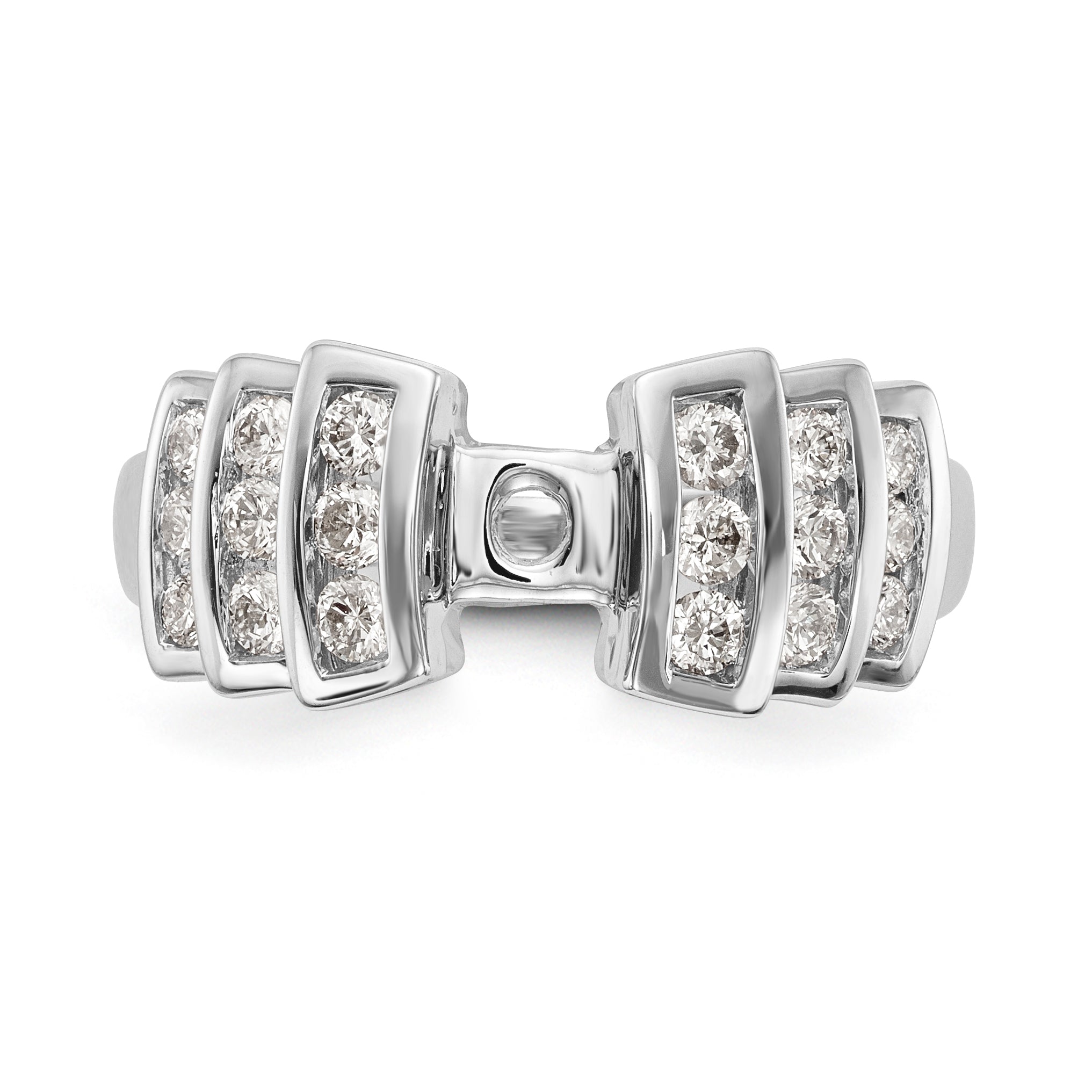 14K White Gold Diamond Peg Set CZ Engagement Ring