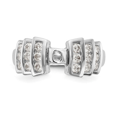 14K White Gold Diamond Peg Set CZ Engagement Ring