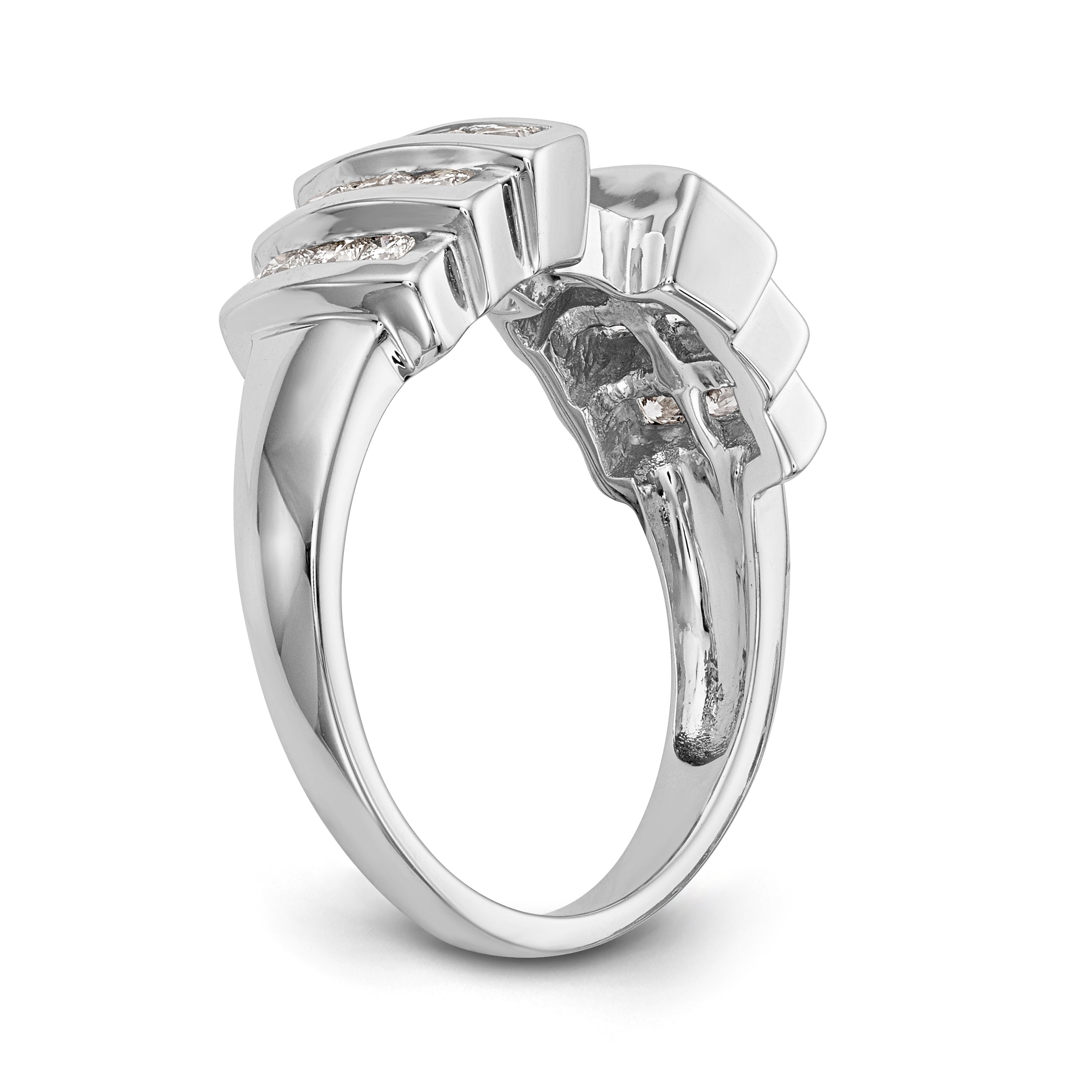 14K White Gold Diamond Peg Set CZ Engagement Ring