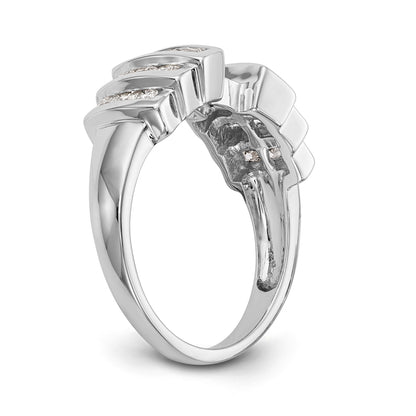 14K White Gold Diamond Peg Set CZ Engagement Ring