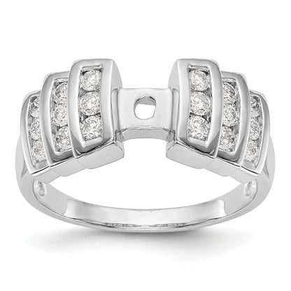 14K White Gold Diamond Peg Set CZ Engagement Ring