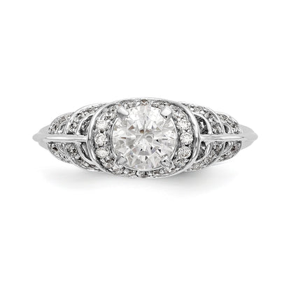 14K White Gold Peg Set Diamond Engagement Ring