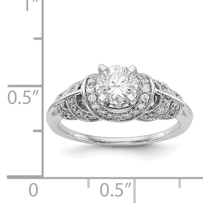 14K White Gold Peg Set Diamond Engagement Ring