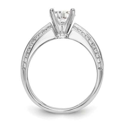 14K White Gold Diamond Peg Set CZ Engagement Ring