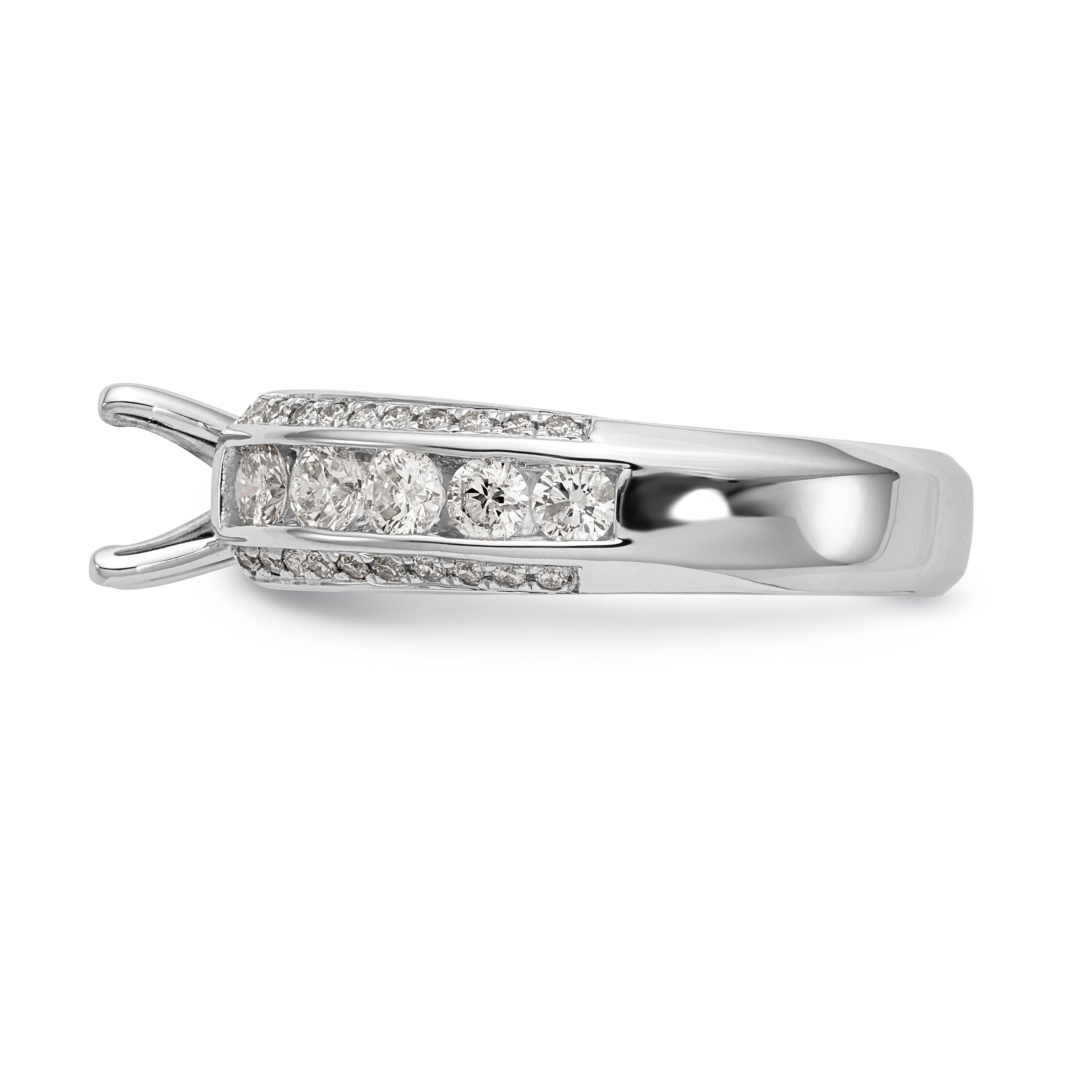 14K White Gold Diamond Peg Set CZ Engagement Ring