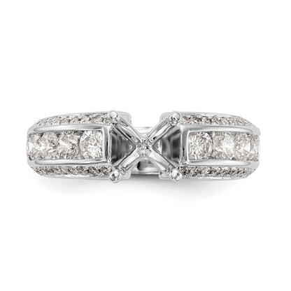 14K White Gold Diamond Peg Set CZ Engagement Ring
