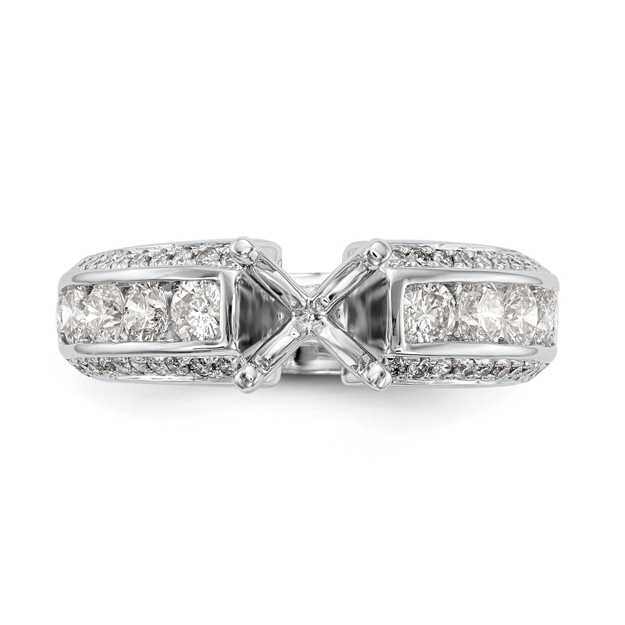14K White Gold Diamond Peg Set CZ Engagement Ring