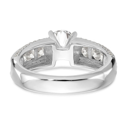 14K White Gold Diamond Peg Set CZ Engagement Ring