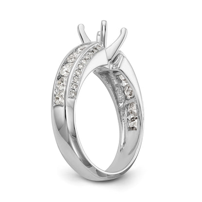 14K White Gold Diamond Peg Set CZ Engagement Ring