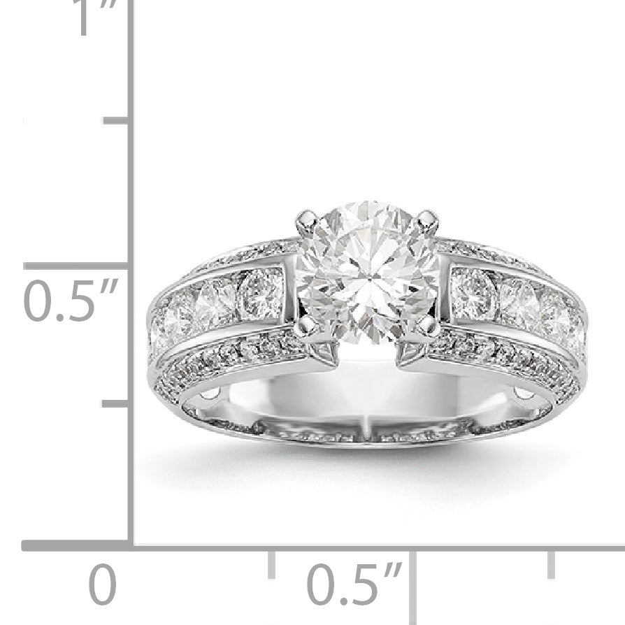 14K White Gold Diamond Peg Set CZ Engagement Ring