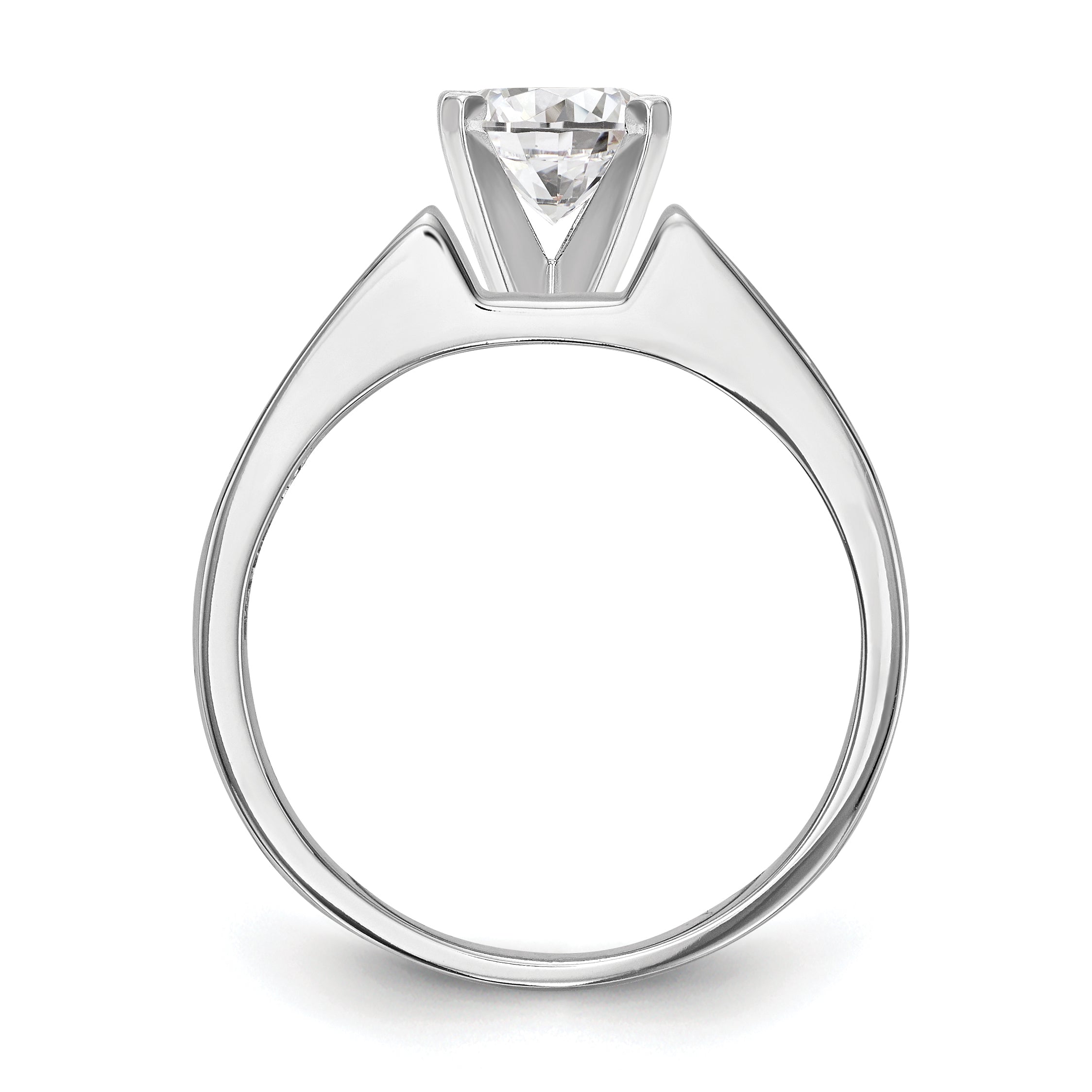 14K White Gold Diamond Peg Set CZ Engagement Ring