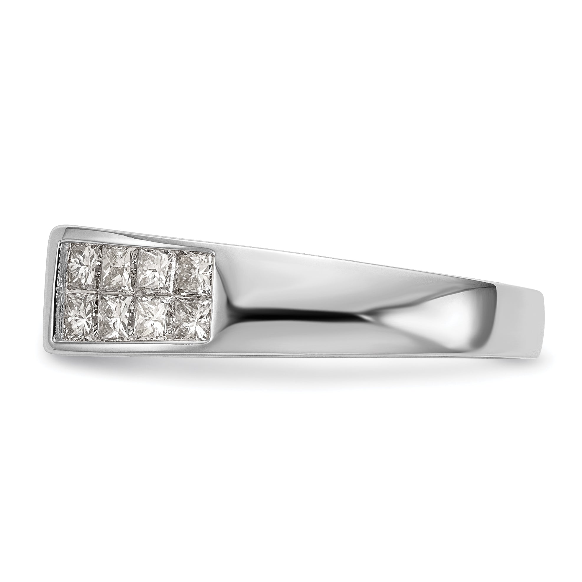 14K White Gold Diamond Peg Set CZ Engagement Ring