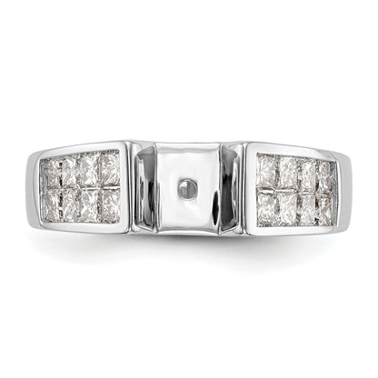 14K White Gold Diamond Peg Set CZ Engagement Ring