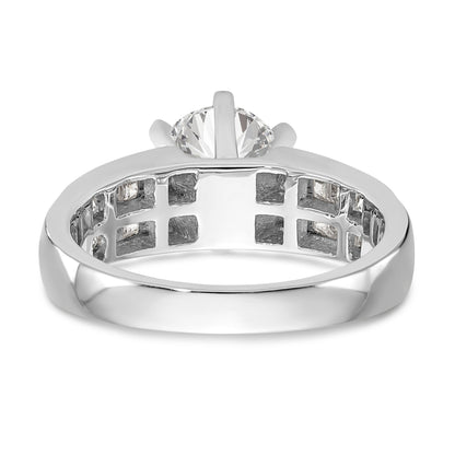 14K White Gold Diamond Peg Set CZ Engagement Ring
