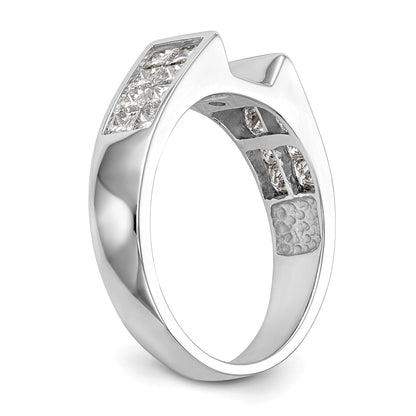 14K White Gold Diamond Peg Set CZ Engagement Ring