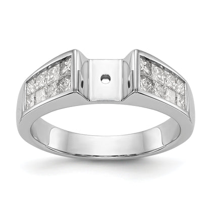 14K White Gold Diamond Peg Set CZ Engagement Ring