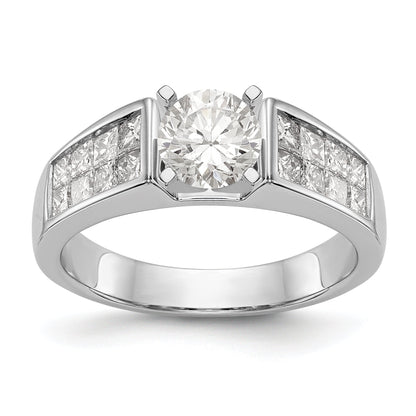 14K White Gold Diamond Peg Set CZ Engagement Ring