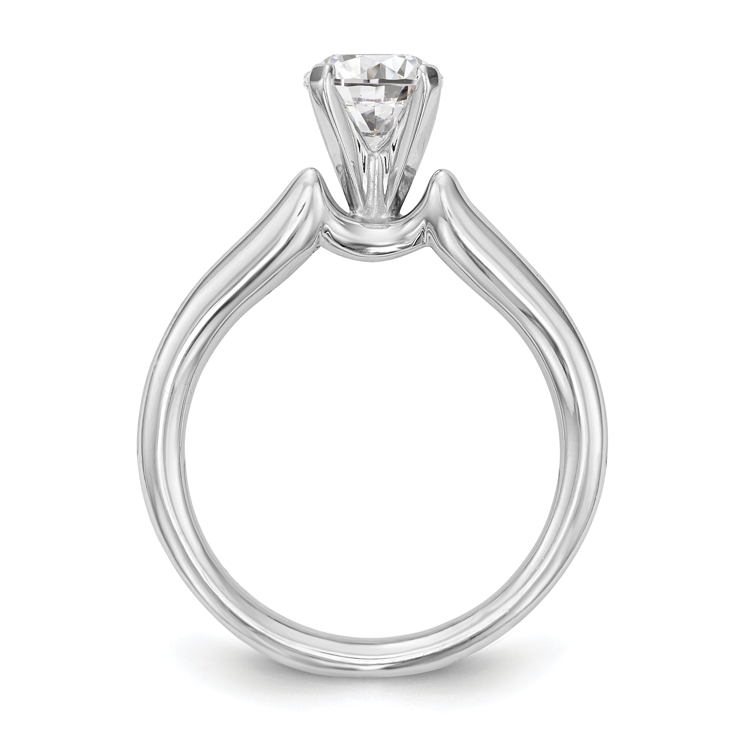 14K White Gold Diamond Peg Set CZ Engagement Ring
