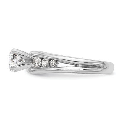 14K White Gold Diamond Peg Set CZ Engagement Ring