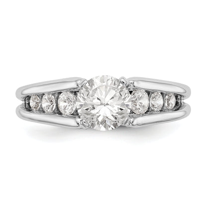 14K White Gold Diamond Peg Set CZ Engagement Ring