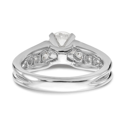 14K White Gold Diamond Peg Set CZ Engagement Ring