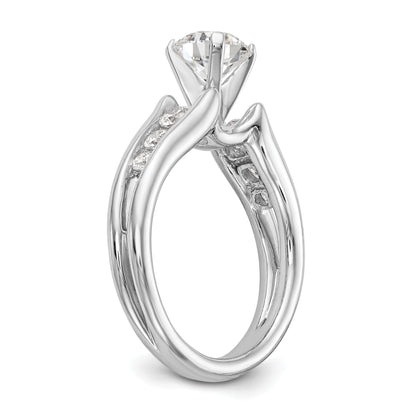 14K White Gold Diamond Peg Set CZ Engagement Ring