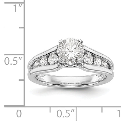 14K White Gold Diamond Peg Set CZ Engagement Ring