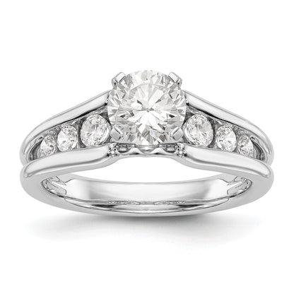 14K White Gold Diamond Peg Set CZ Engagement Ring