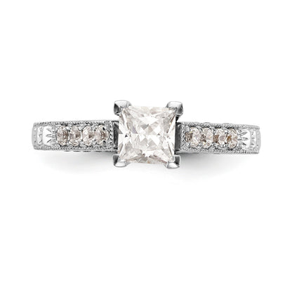 14K White Gold Simulated Diamond Engagement Ring