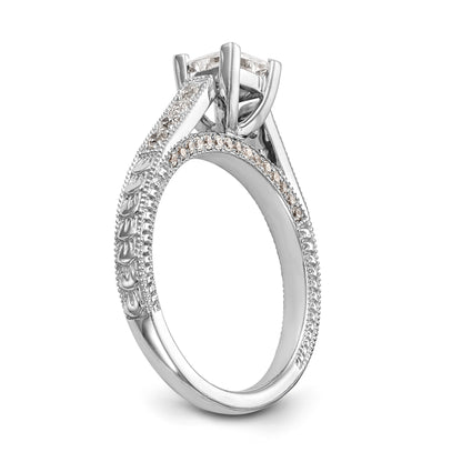 14K White Gold Simulated Diamond Engagement Ring