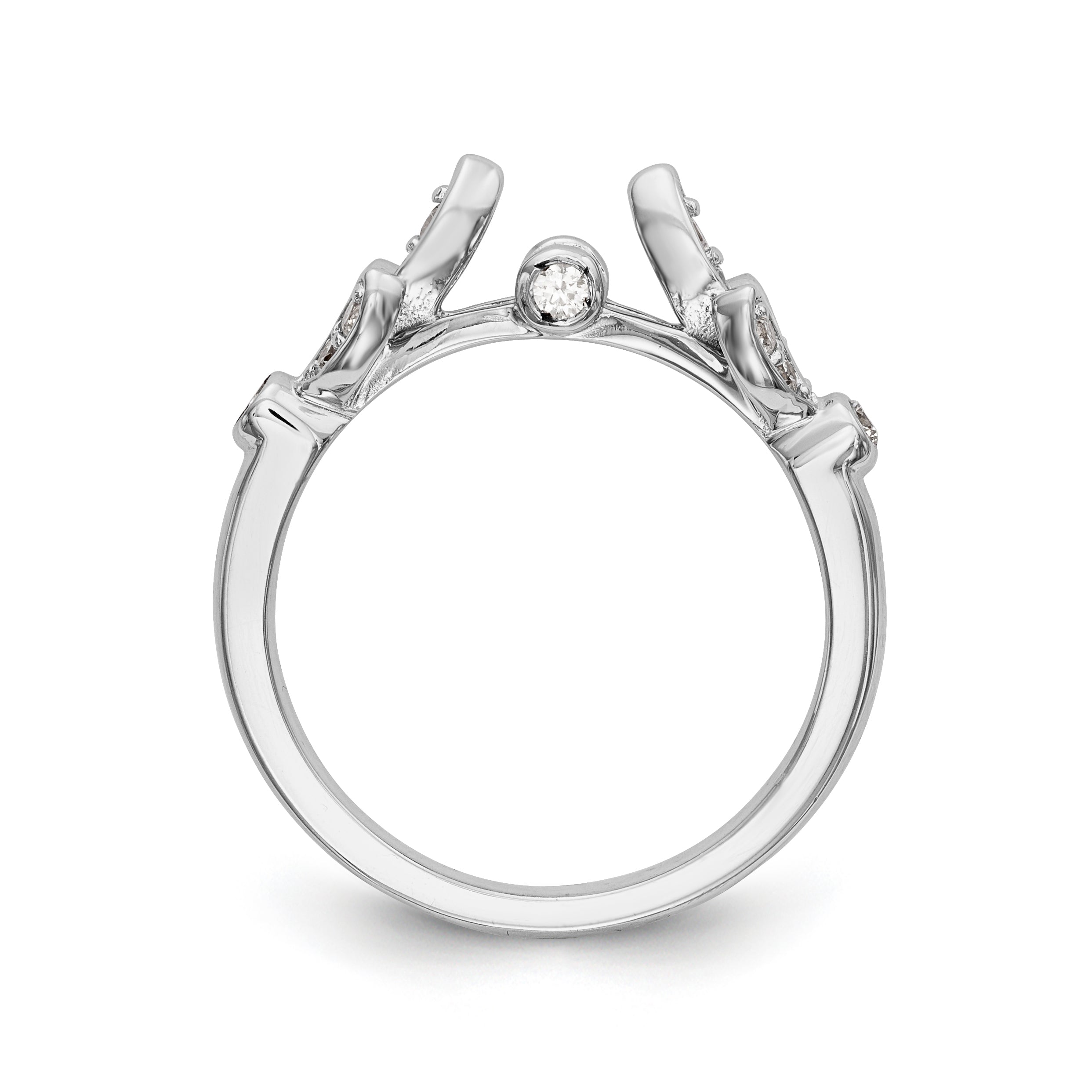 14K White Gold Diamond Peg Set CZ Engagement Ring