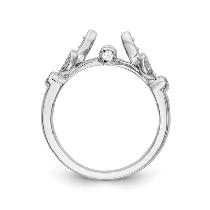 14K White Gold Diamond Peg Set CZ Engagement Ring