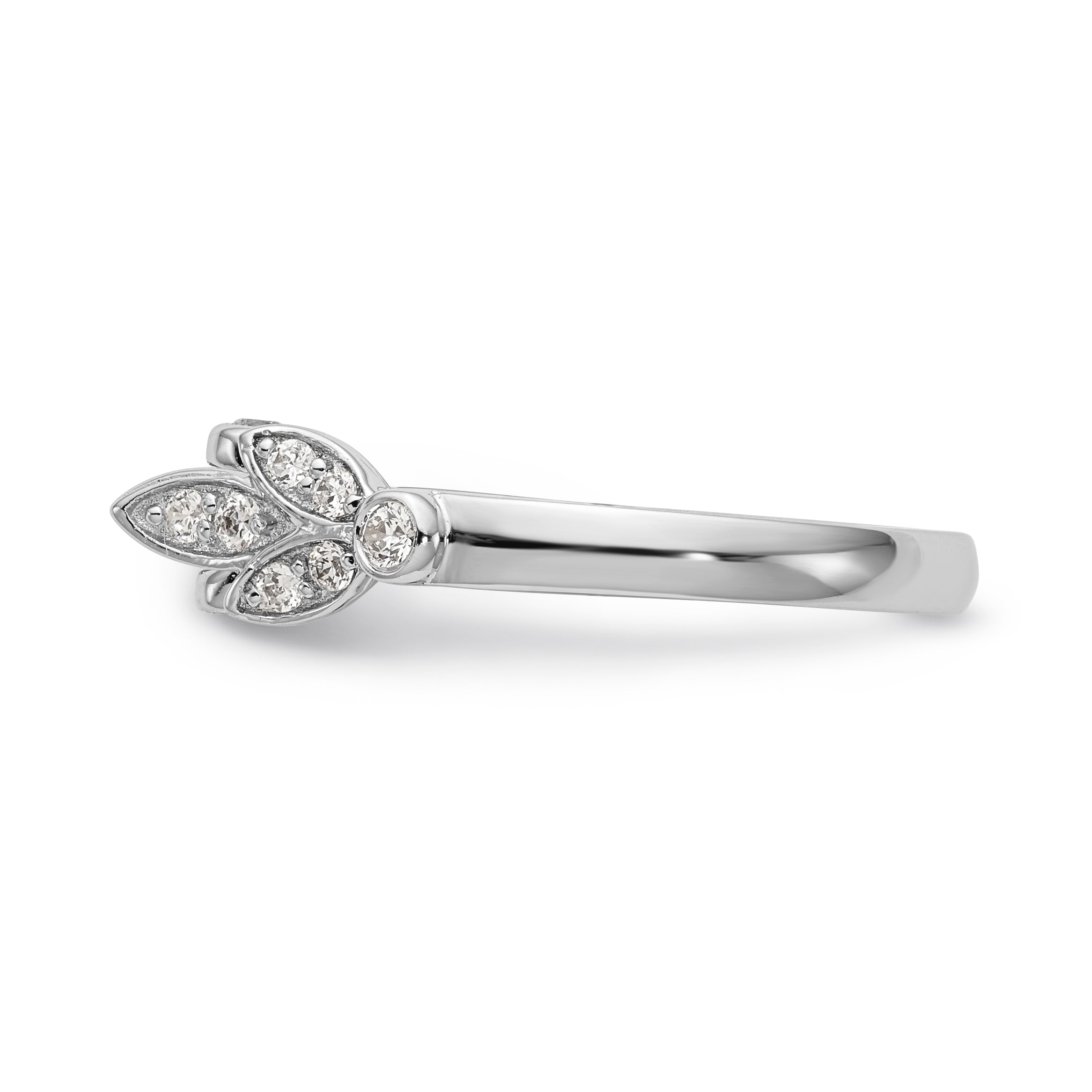 14K White Gold Diamond Peg Set CZ Engagement Ring