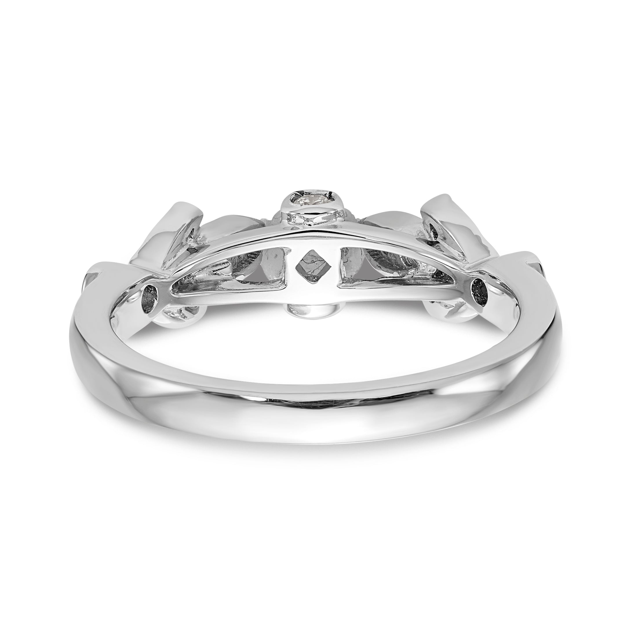 14K White Gold Diamond Peg Set CZ Engagement Ring