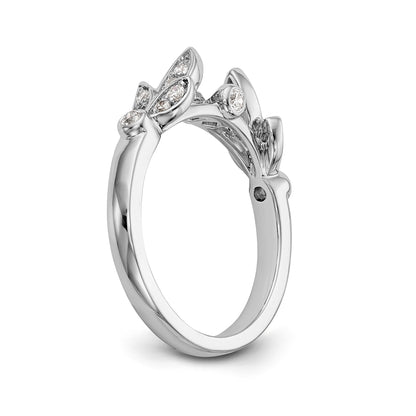 14K White Gold Diamond Peg Set CZ Engagement Ring