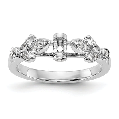 14K White Gold Diamond Peg Set CZ Engagement Ring