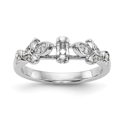 14K White Gold Diamond Peg Set CZ Engagement Ring