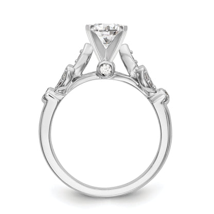 14K White Gold Diamond Peg Set CZ Engagement Ring