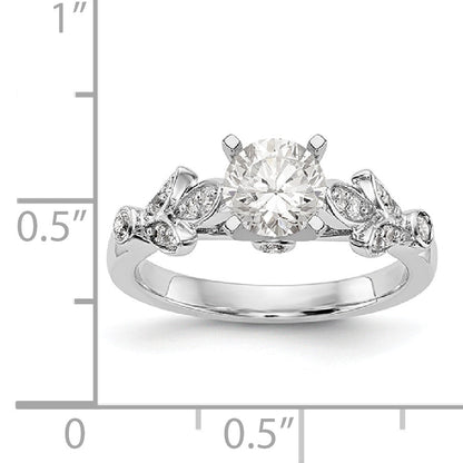 14K White Gold Diamond Peg Set CZ Engagement Ring