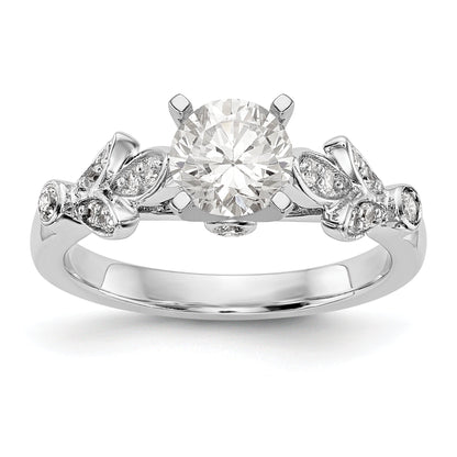 14K White Gold Diamond Peg Set CZ Engagement Ring